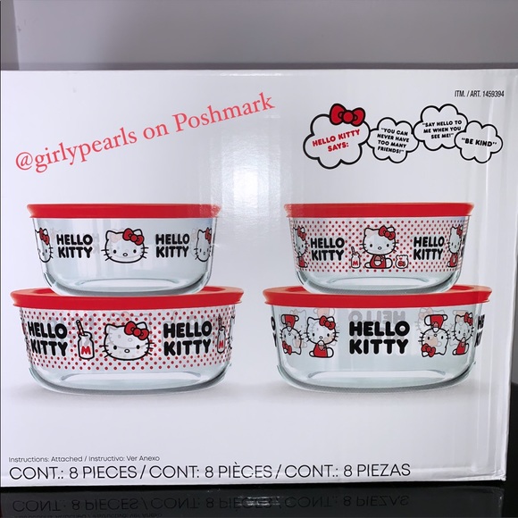Pyrex Hello Kitty Containers 8 Piece Set NEW - Picture 8 of 9